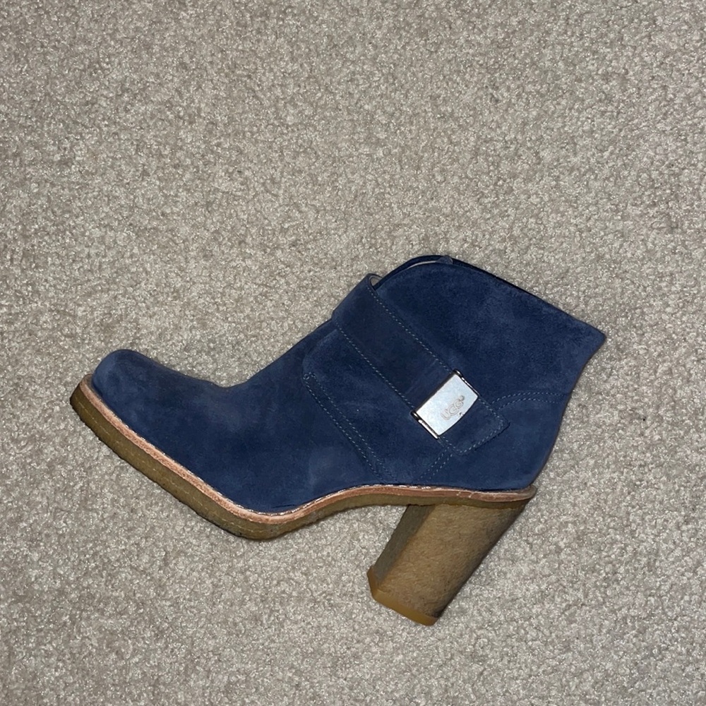 UGG Navy Suede Heeled Booties